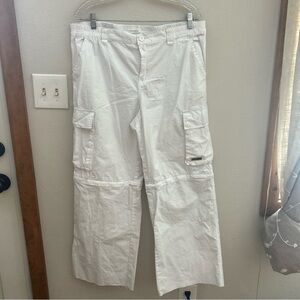 Pacsun Womens White 90s Baggy Cargo Low Rise Y2K Streetwear Puddle Pants Size XL
